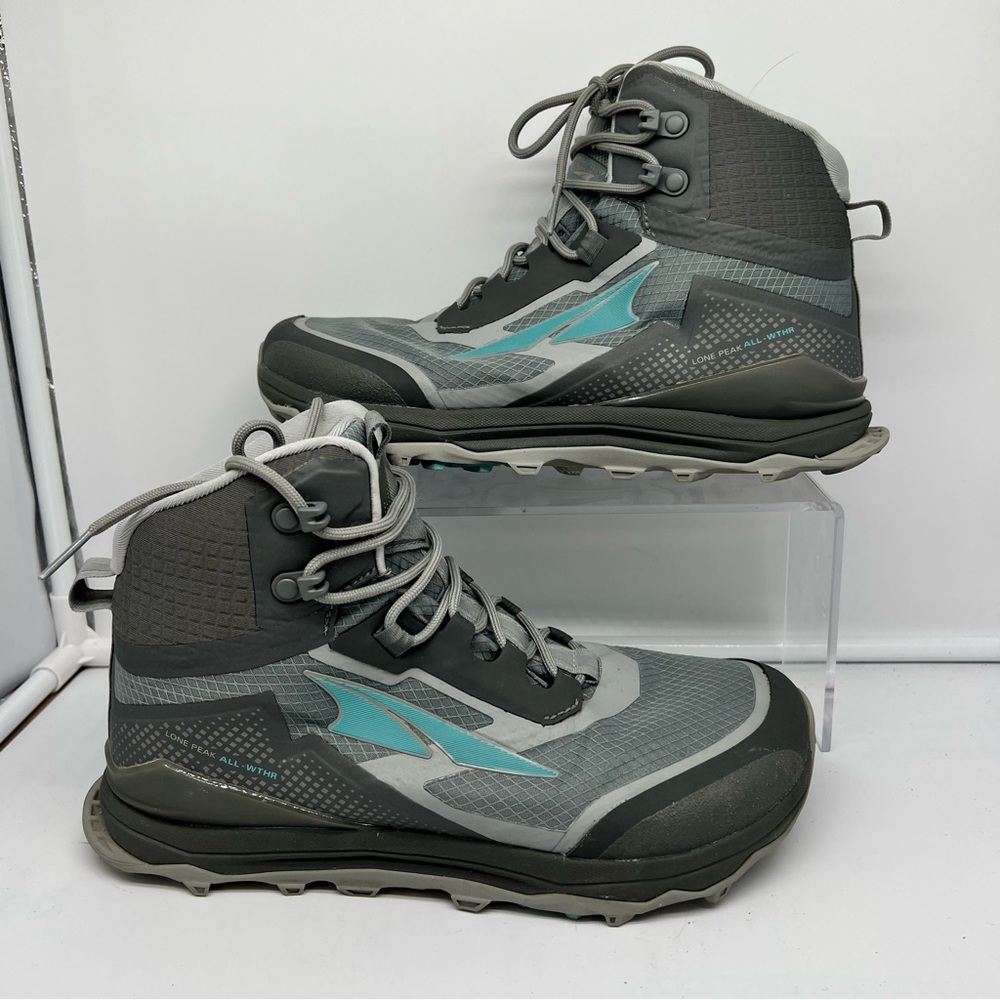 Altra Lone Peak All Weather Boots Shoes Women Sz 7.5 Gray Mid Sneaker.